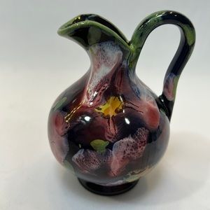 Mini Pitcher Bud Vase Vintage Italy Signed Expressionist Floral